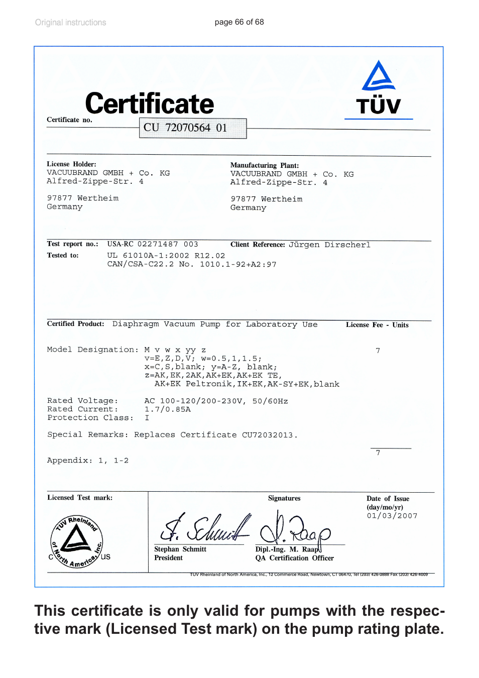 VACUUBRAND MD 1 VARIO-SP User Manual | Page 66 / 68