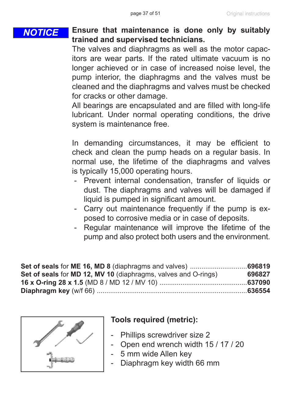 Notice | VACUUBRAND MV 10 User Manual | Page 37 / 51