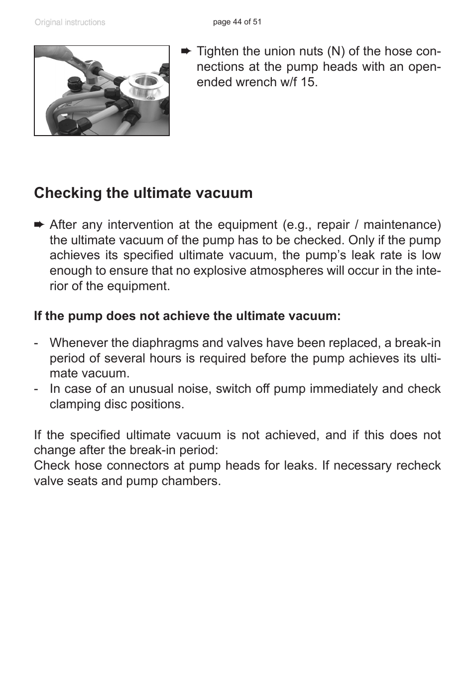 Checking the ultimate vacuum | VACUUBRAND MV 10 User Manual | Page 44 / 51