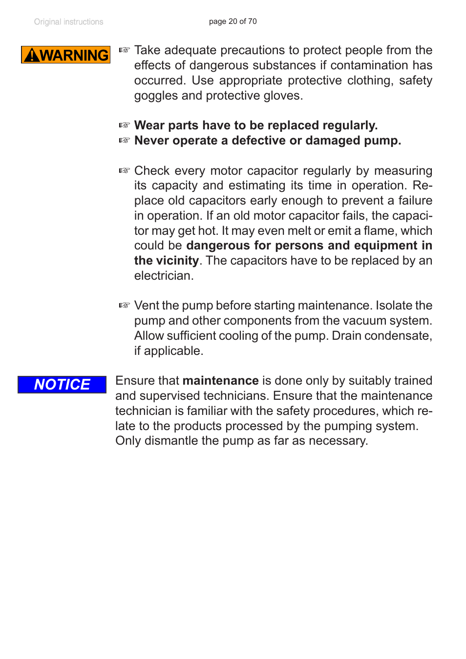 Notice | VACUUBRAND MV 10 NT User Manual | Page 20 / 70