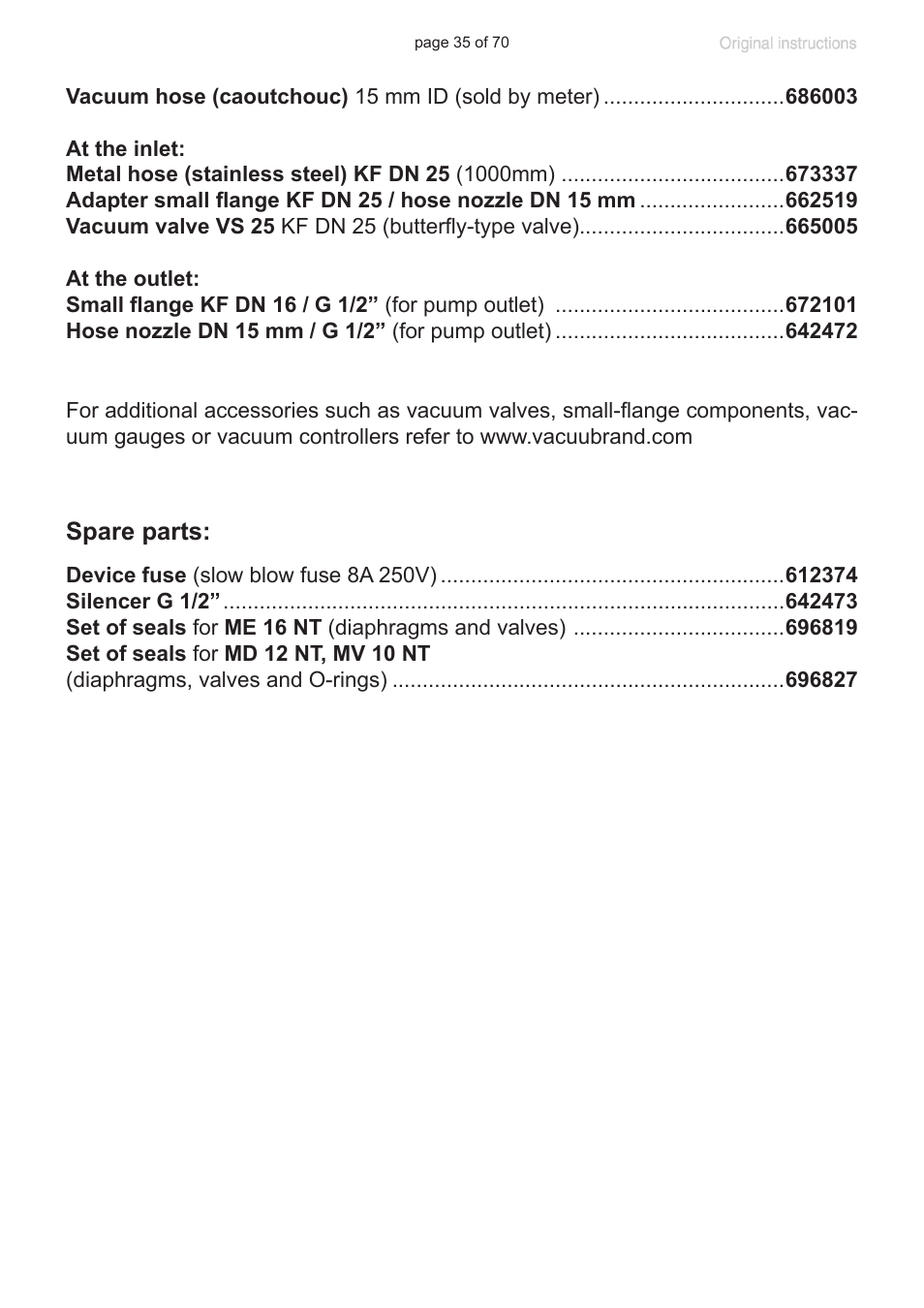 VACUUBRAND MV 10 NT User Manual | Page 35 / 70