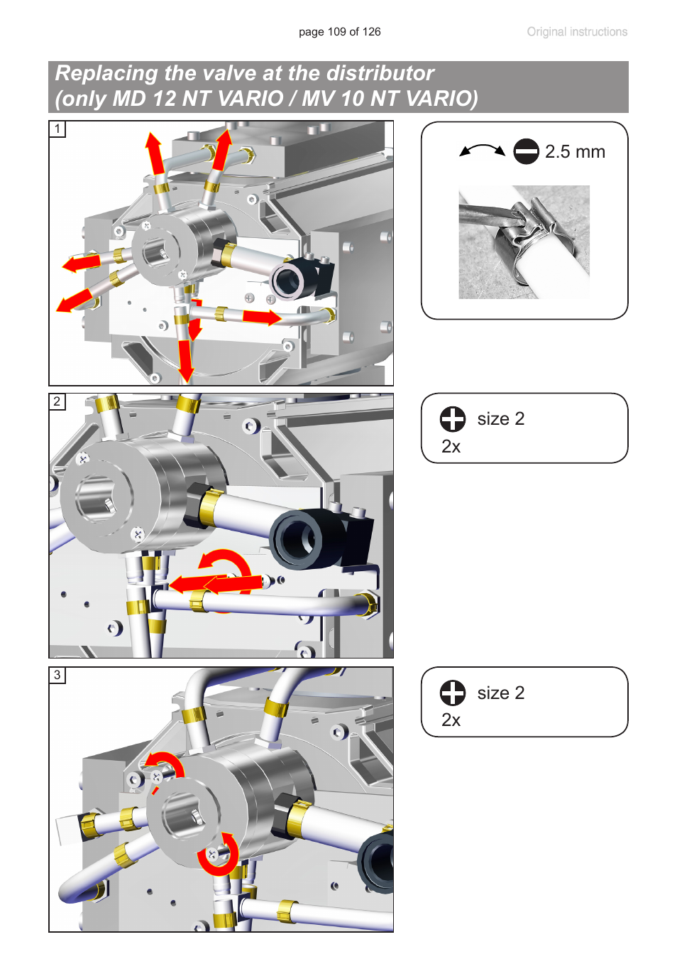 Replacing the valve at the distributor | VACUUBRAND MV 10 NT VARIO User Manual | Page 109 / 126