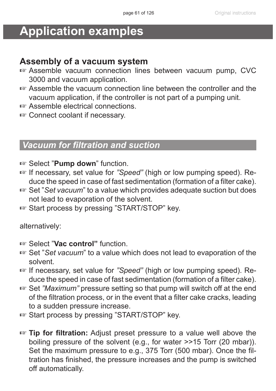 Application examples, Vacuum for filtration and suction, Assembly of a vacuum system | VACUUBRAND MV 10 NT VARIO User Manual | Page 61 / 126