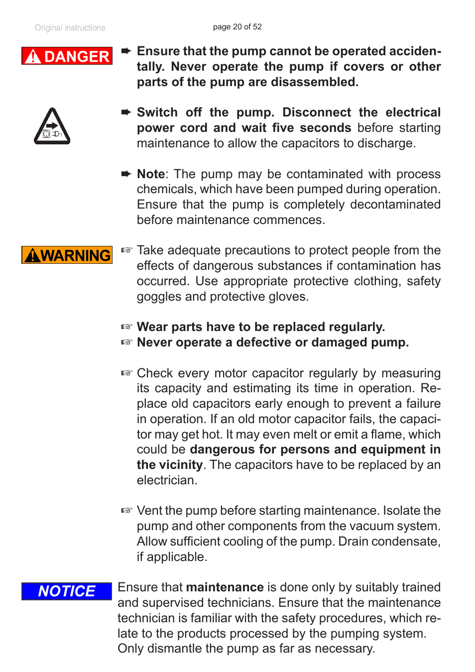 Notice | VACUUBRAND MZ 8C User Manual | Page 20 / 52