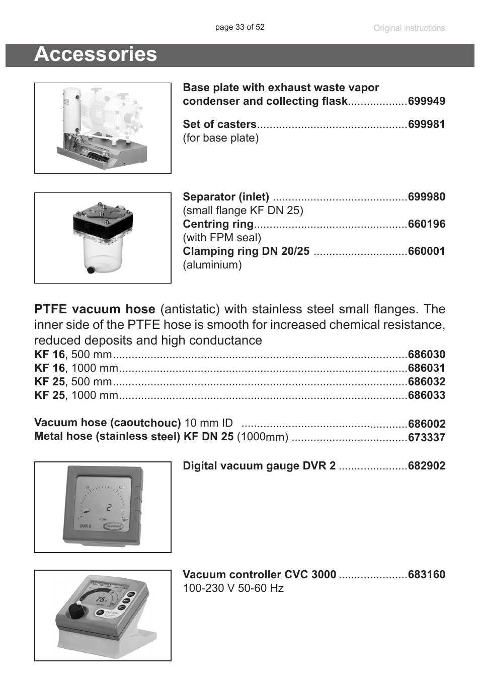 Accessories | VACUUBRAND MZ 8C User Manual | Page 33 / 52