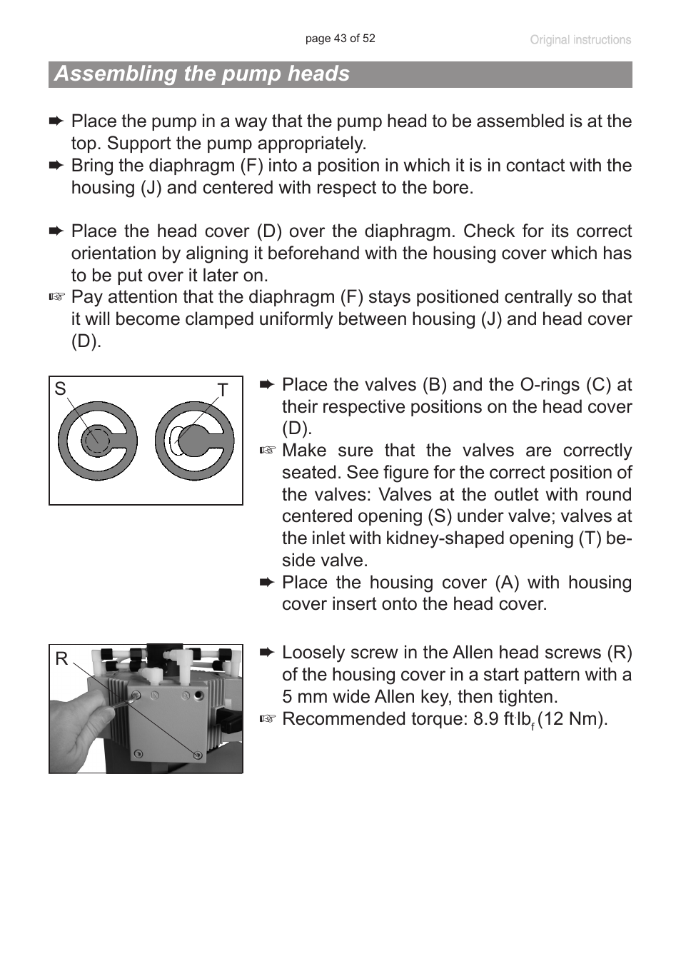 Assembling the pump heads | VACUUBRAND MZ 8C User Manual | Page 43 / 52