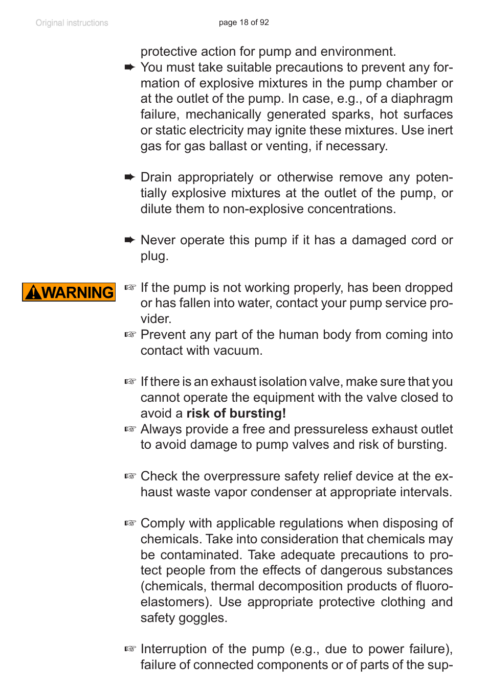 Safety during operation | VACUUBRAND MV 10C NT + EK User Manual | Page 18 / 92