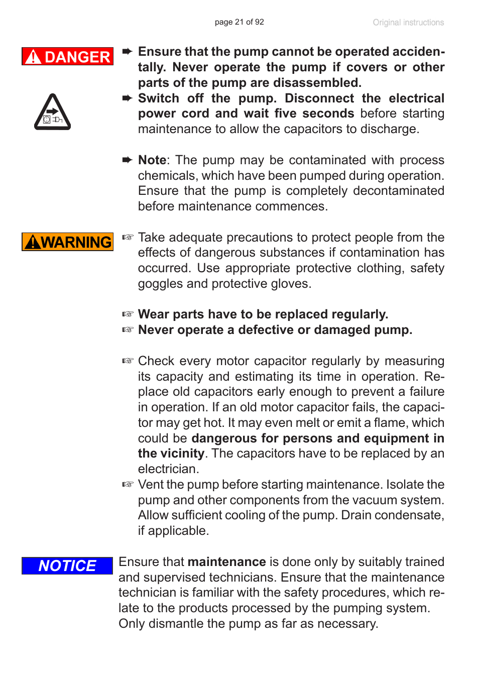 Notice | VACUUBRAND MV 10C NT + EK User Manual | Page 21 / 92