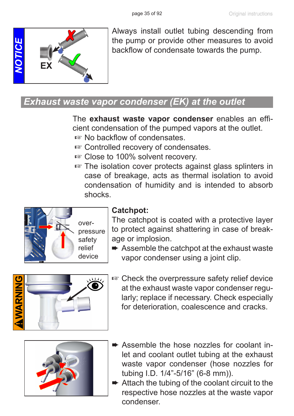 Exhaust waste vapor condenser (ek) at the outlet | VACUUBRAND MV 10C NT + EK User Manual | Page 35 / 92