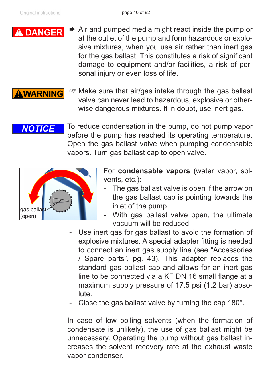 Notice | VACUUBRAND MV 10C NT + EK User Manual | Page 40 / 92