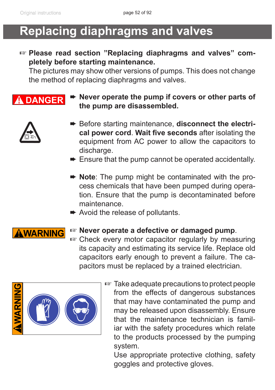 Replacing diaphragms and valves | VACUUBRAND MV 10C NT + EK User Manual | Page 52 / 92