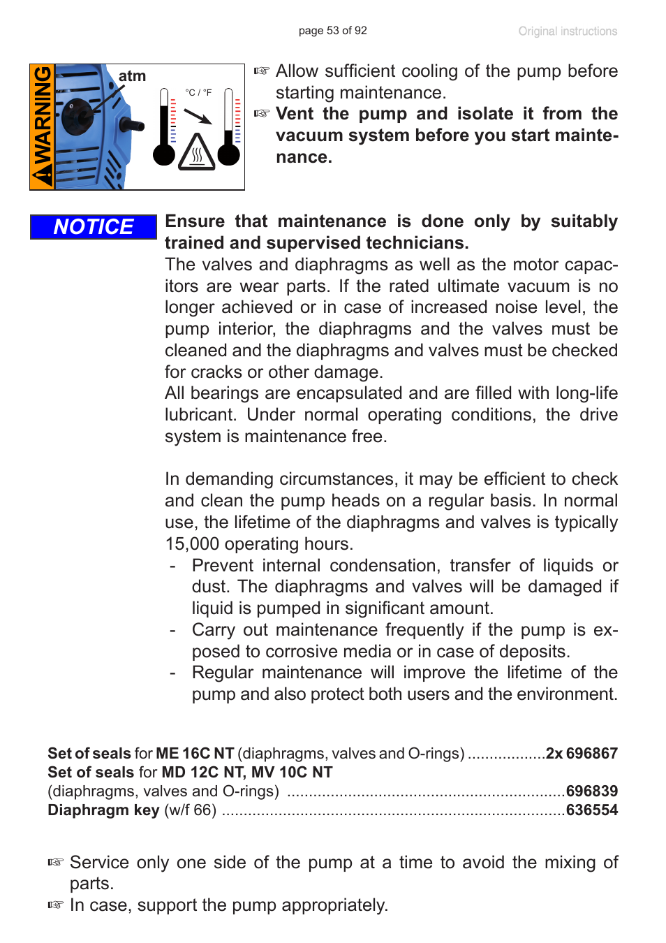 Notice | VACUUBRAND MV 10C NT + EK User Manual | Page 53 / 92