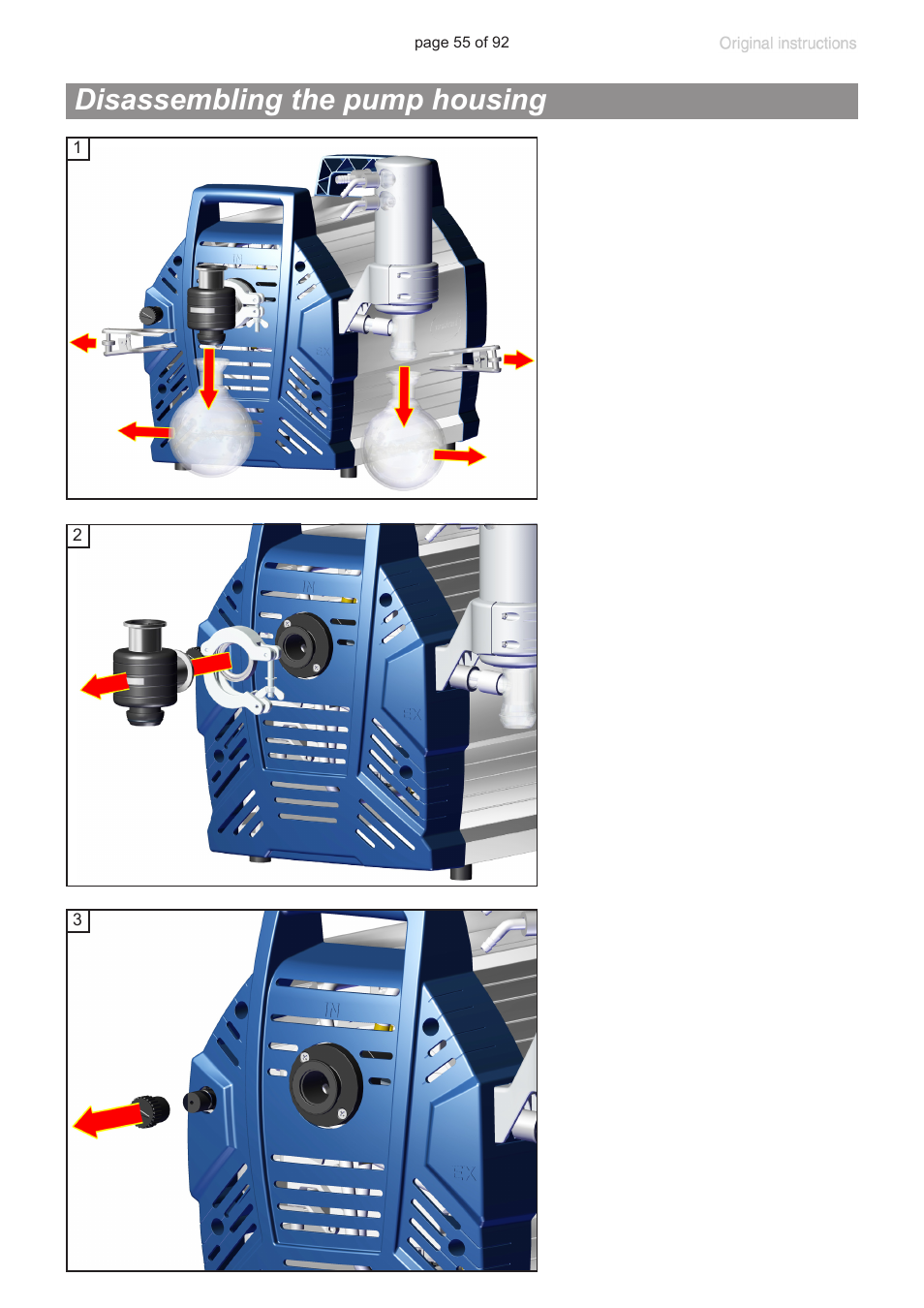 Disassembling the pump housing | VACUUBRAND MV 10C NT + EK User Manual | Page 55 / 92
