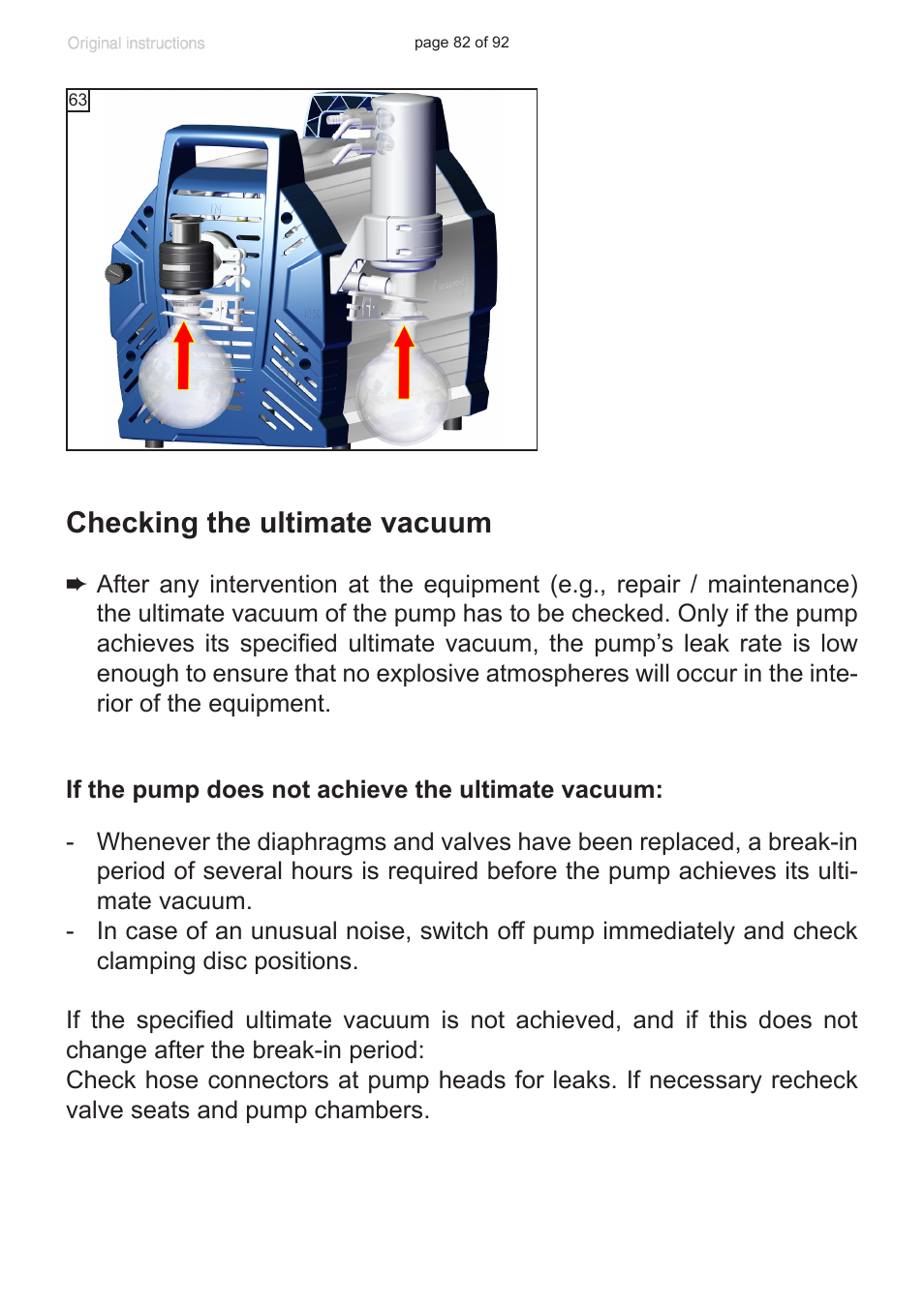 Checking the ultimate vacuum | VACUUBRAND MV 10C NT + EK User Manual | Page 82 / 92