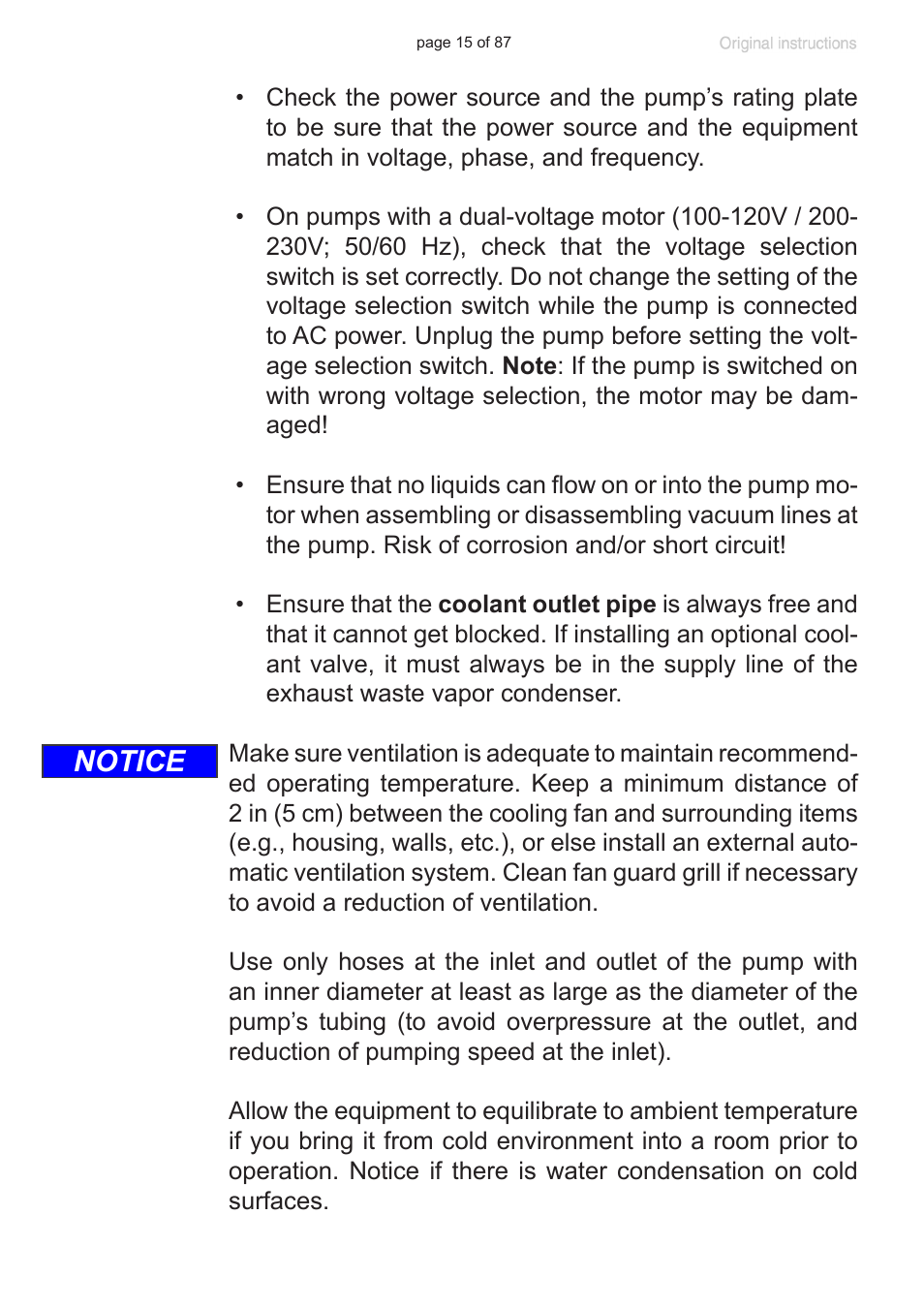 Notice | VACUUBRAND MD 1C VARIO-SP User Manual | Page 15 / 87