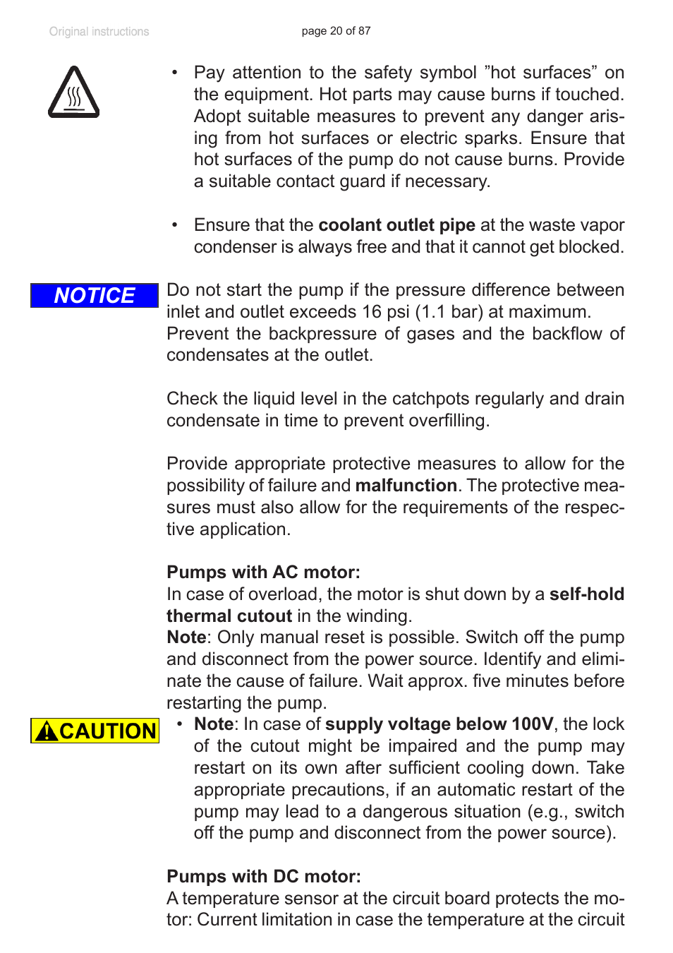 Notice | VACUUBRAND MD 1C VARIO-SP User Manual | Page 20 / 87