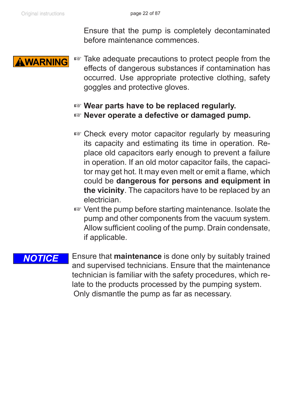 Notice | VACUUBRAND MD 1C VARIO-SP User Manual | Page 22 / 87