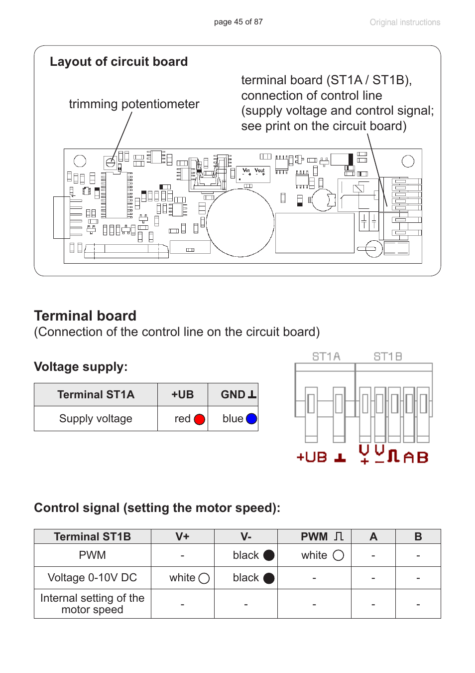 Terminal board | VACUUBRAND MD 1C VARIO-SP User Manual | Page 45 / 87