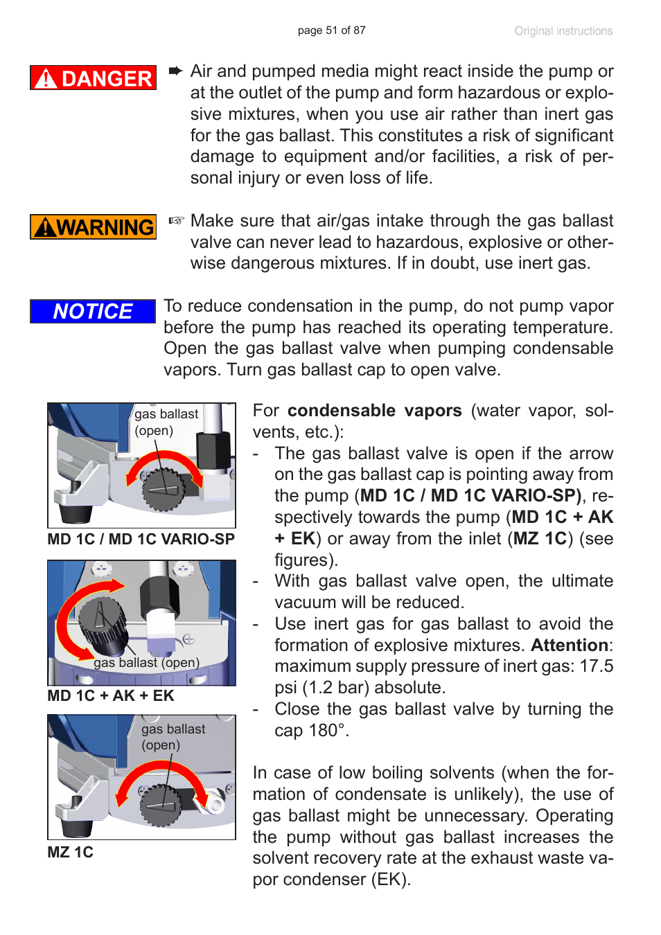 Notice | VACUUBRAND MD 1C VARIO-SP User Manual | Page 51 / 87