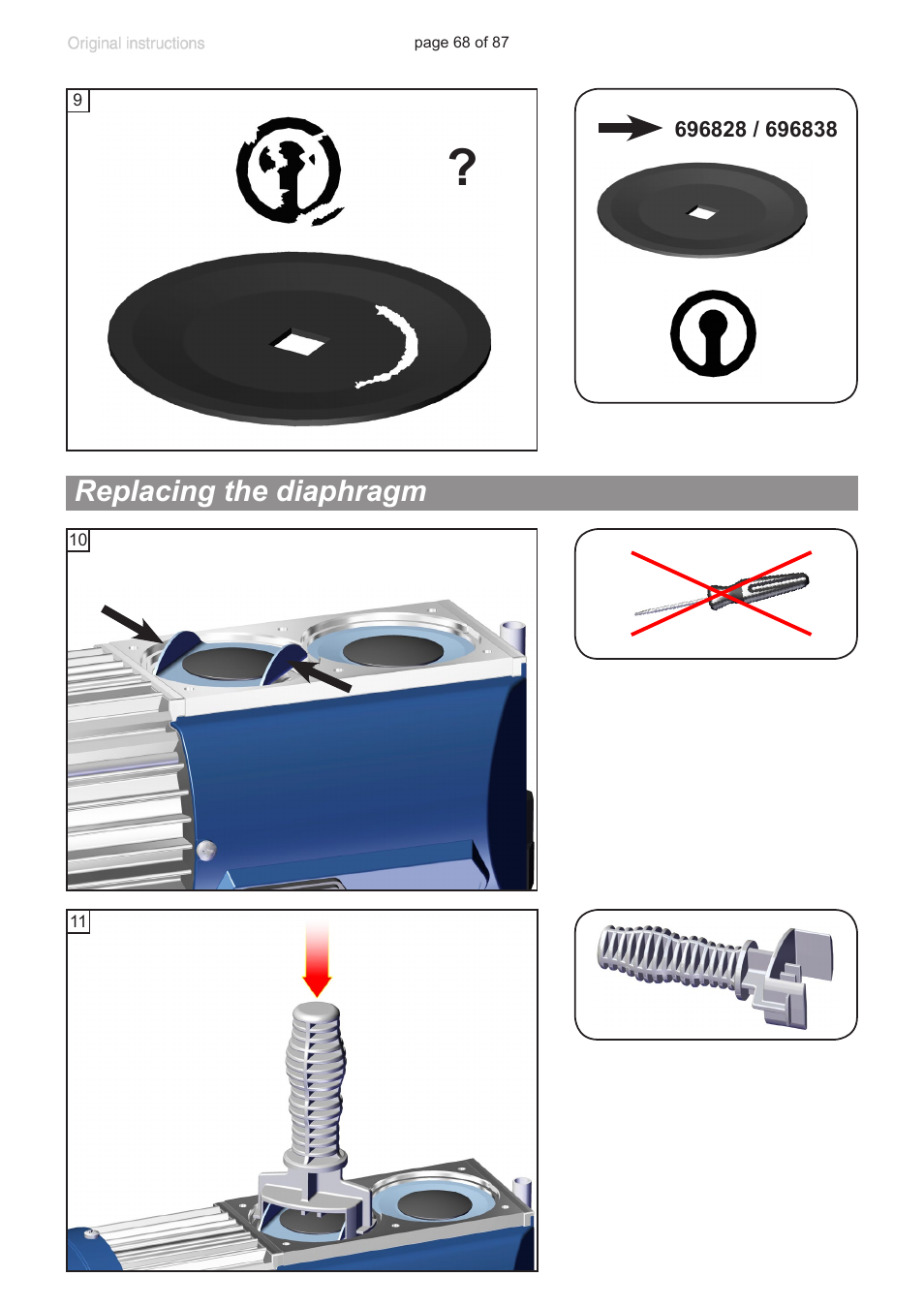 Replacing the diaphragm | VACUUBRAND MD 1C VARIO-SP User Manual | Page 68 / 87