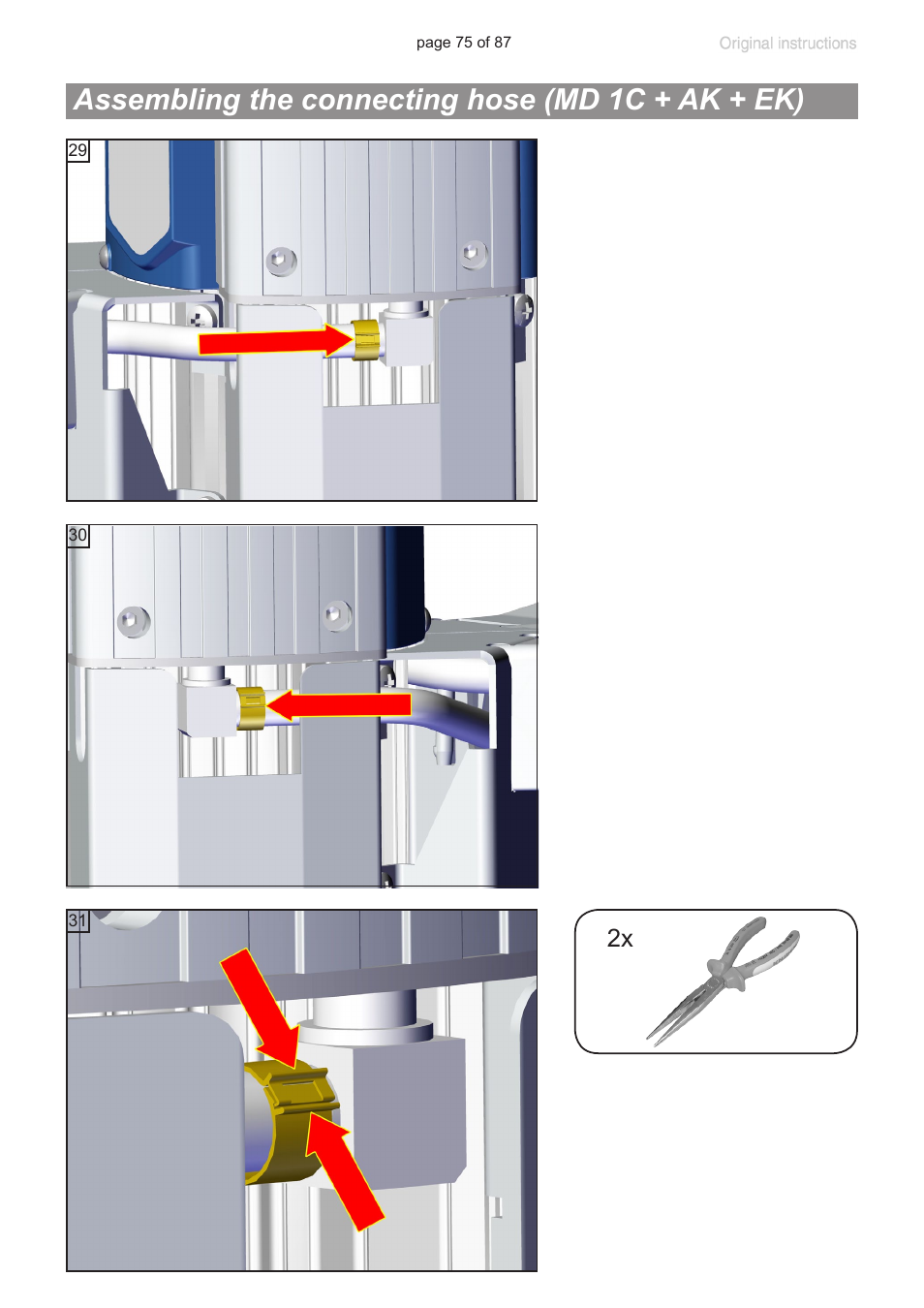 Assembling the connecting hose (md 1c + ak + ek) | VACUUBRAND MD 1C VARIO-SP User Manual | Page 75 / 87