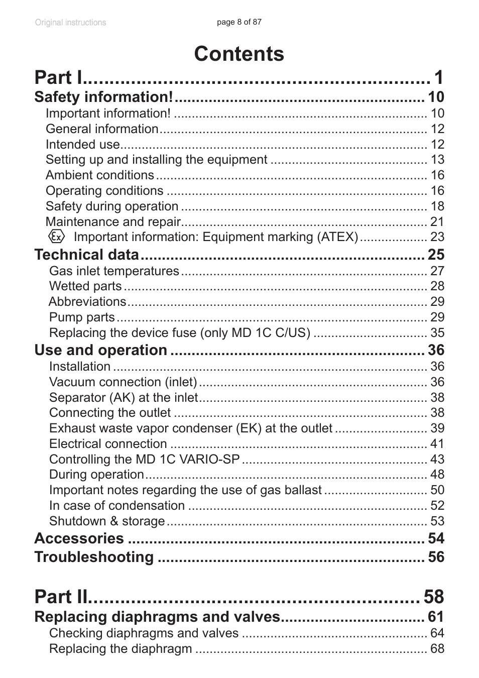 VACUUBRAND MD 1C VARIO-SP User Manual | Page 8 / 87