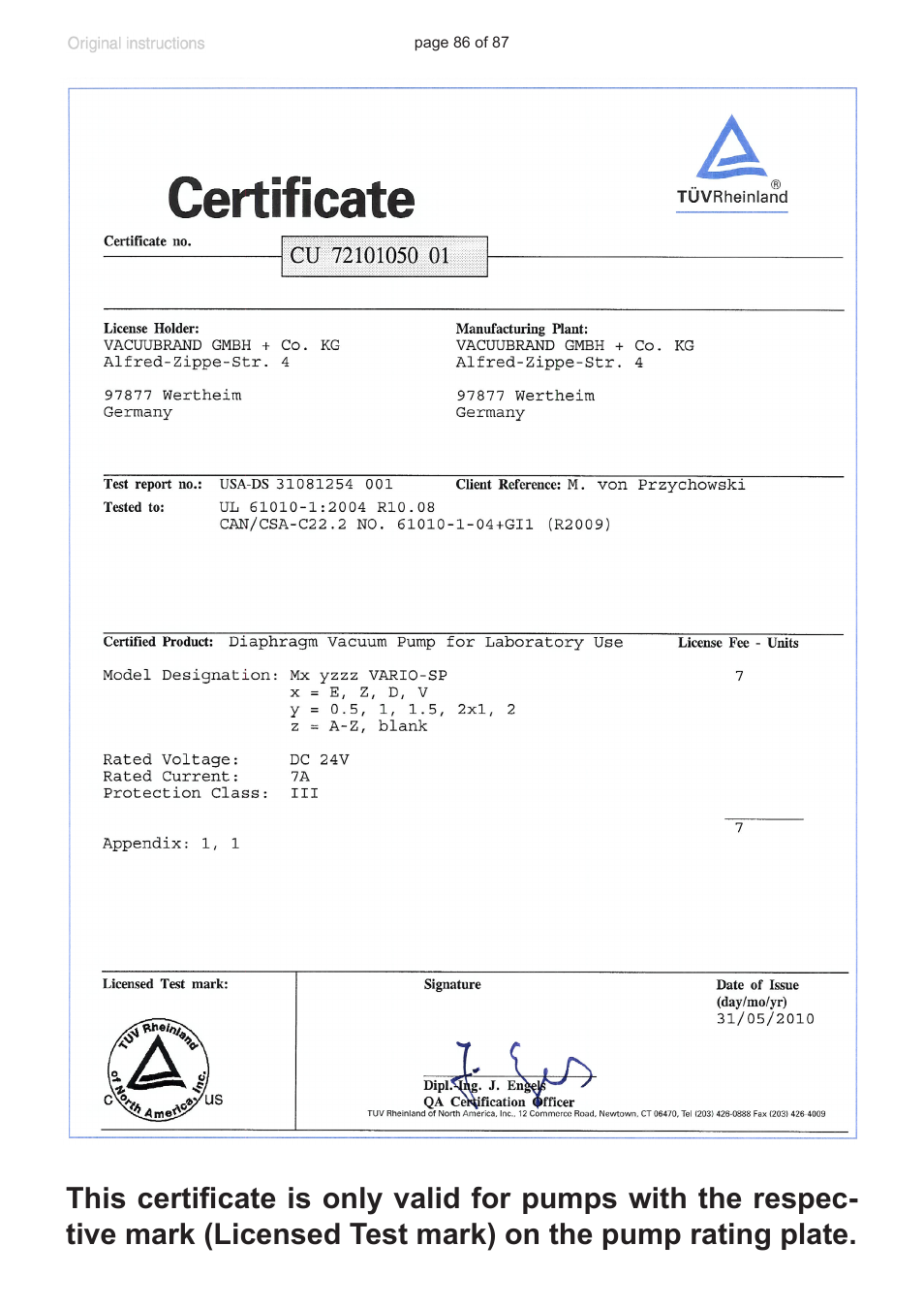 VACUUBRAND MD 1C VARIO-SP User Manual | Page 86 / 87