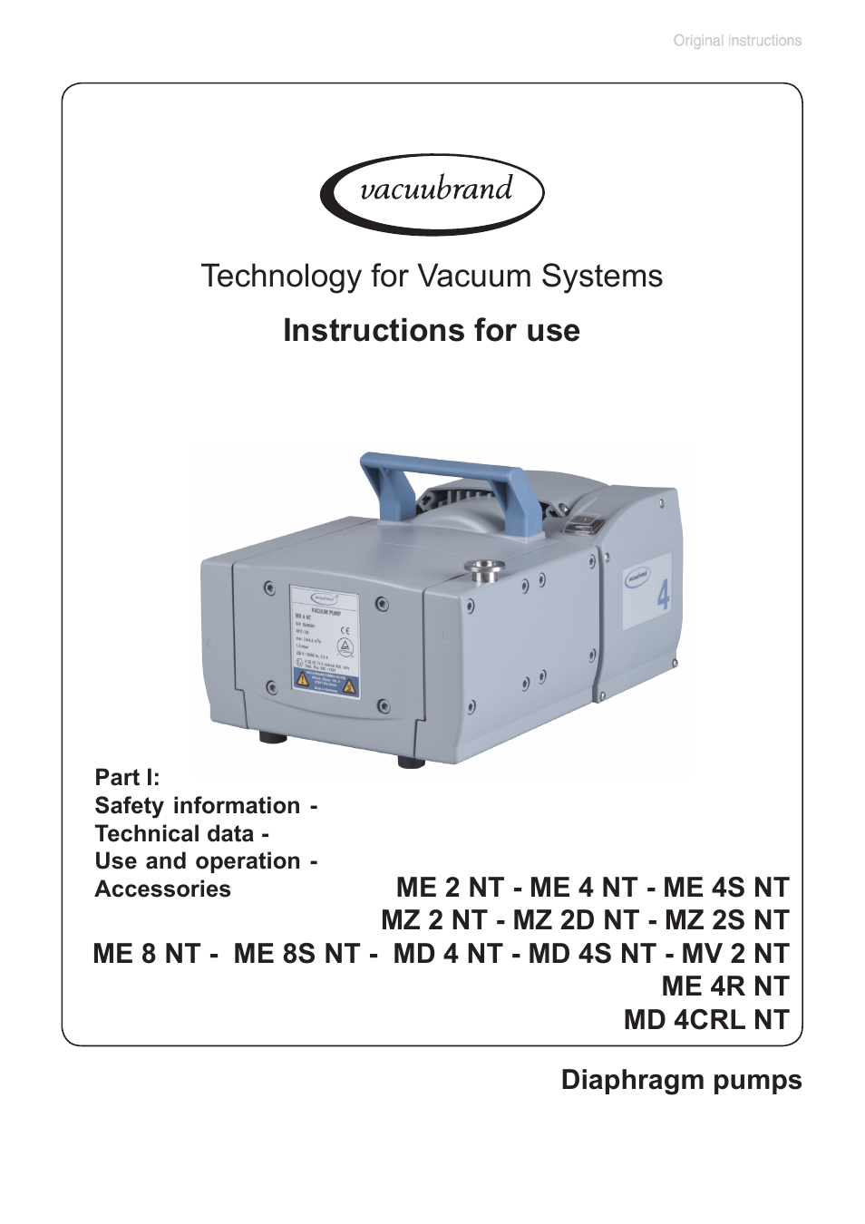 VACUUBRAND MZ 2S NT User Manual | 91 pages