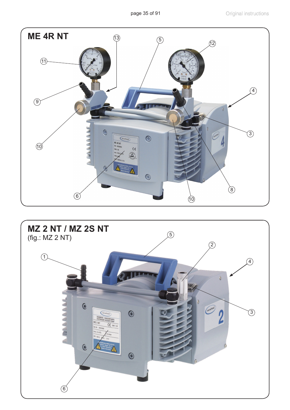 Me 4r nt, Mz 2 nt / mz 2s nt, Fig.: mz 2 nt) | VACUUBRAND MZ 2S NT User Manual | Page 35 / 91