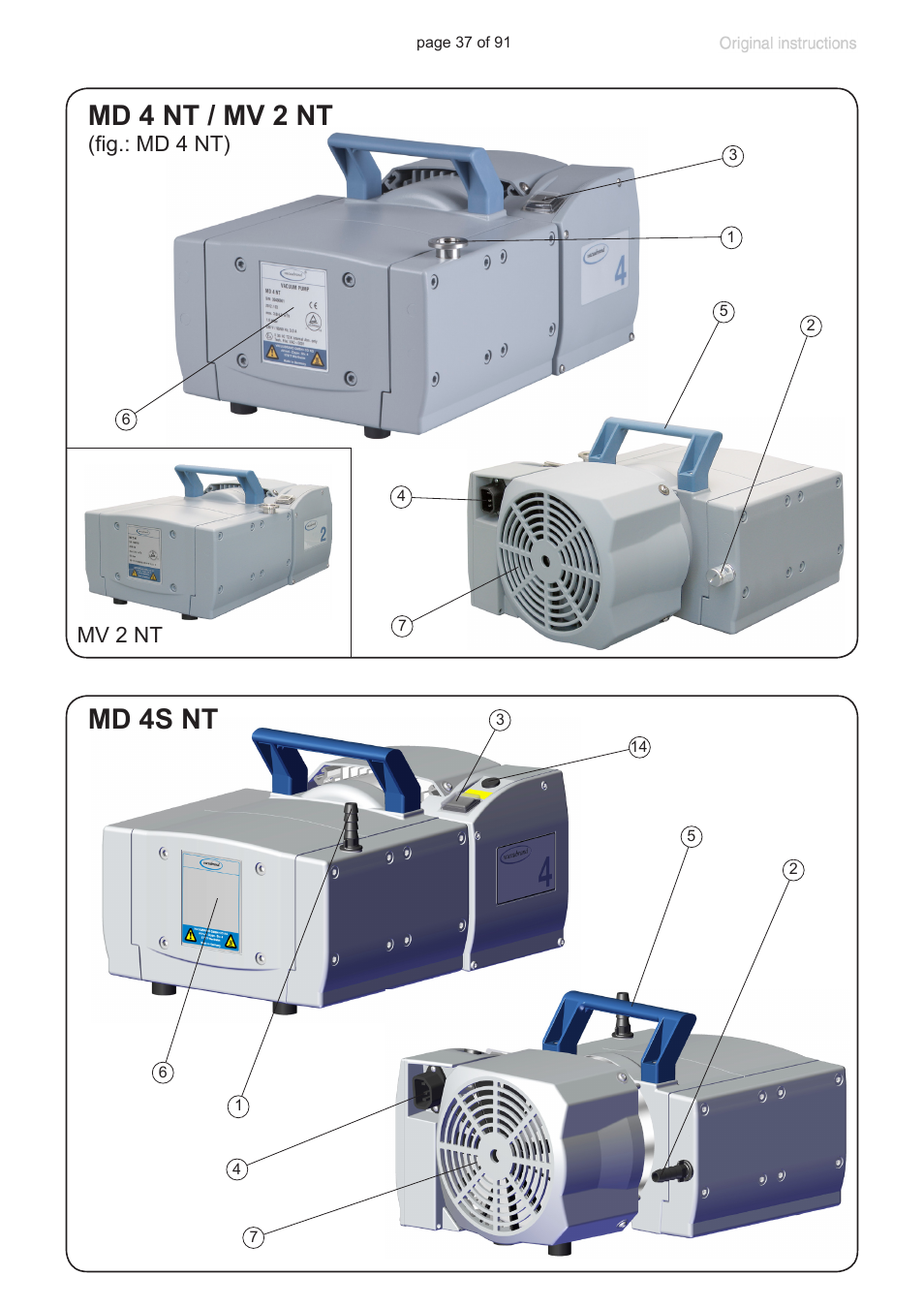 Md 4 nt / mv 2 nt, Md 4s nt, Fig.: md 4 nt) | Mv 2 nt | VACUUBRAND MZ 2S NT User Manual | Page 37 / 91