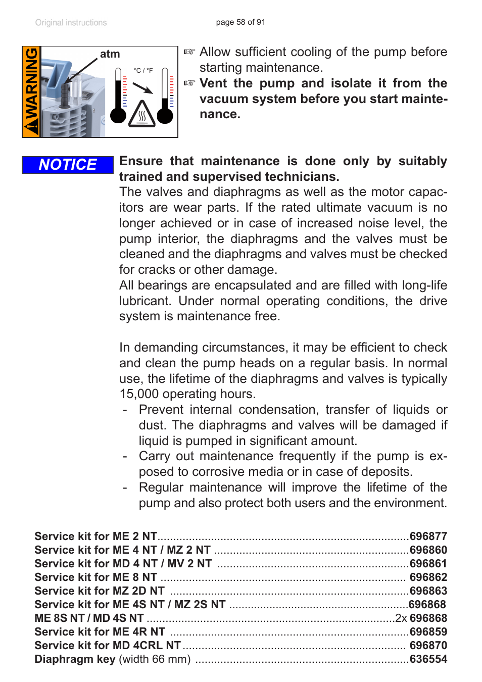 Notice | VACUUBRAND MZ 2S NT User Manual | Page 58 / 91