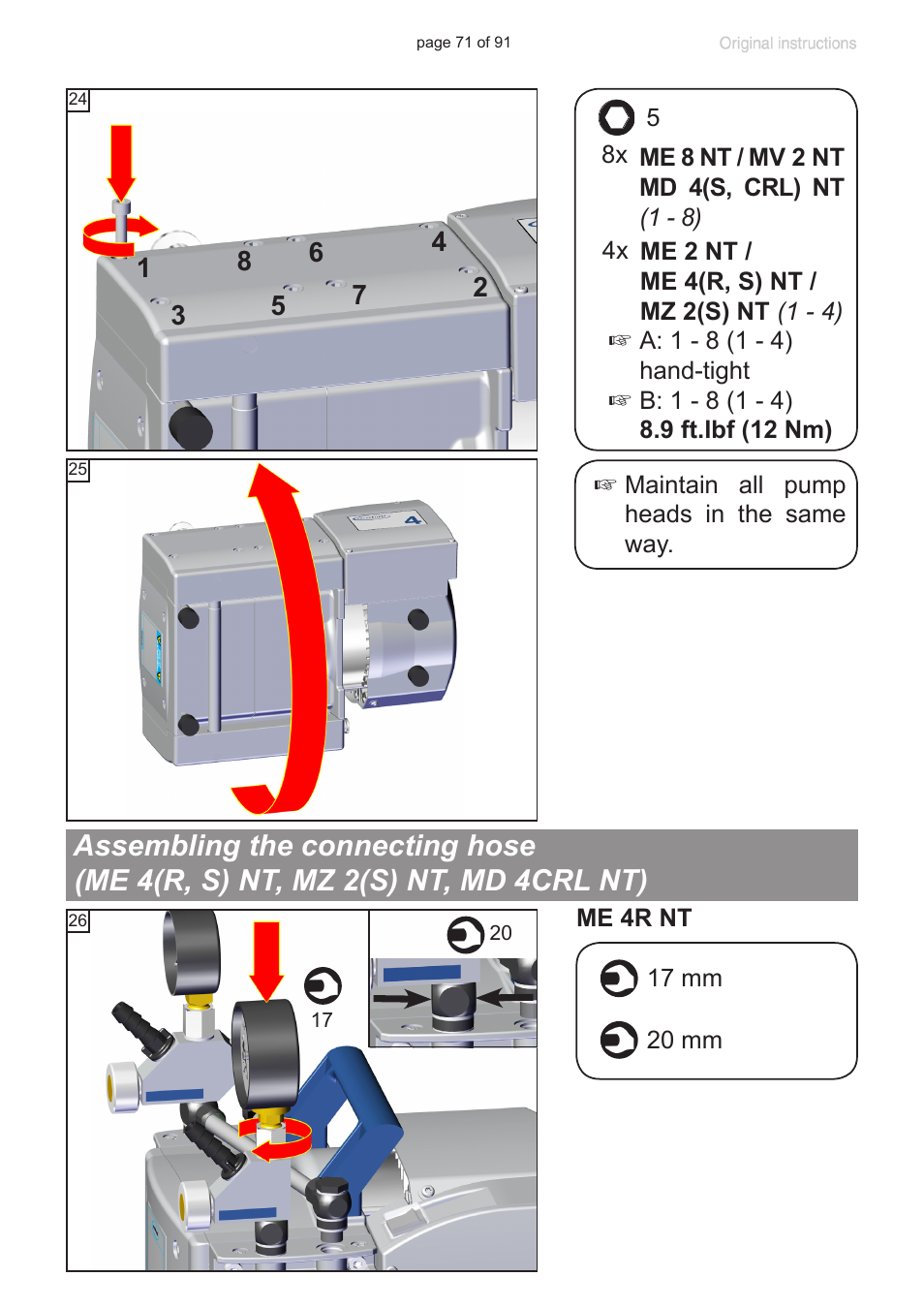 Assembling the connecting hose | VACUUBRAND MZ 2S NT User Manual | Page 71 / 91