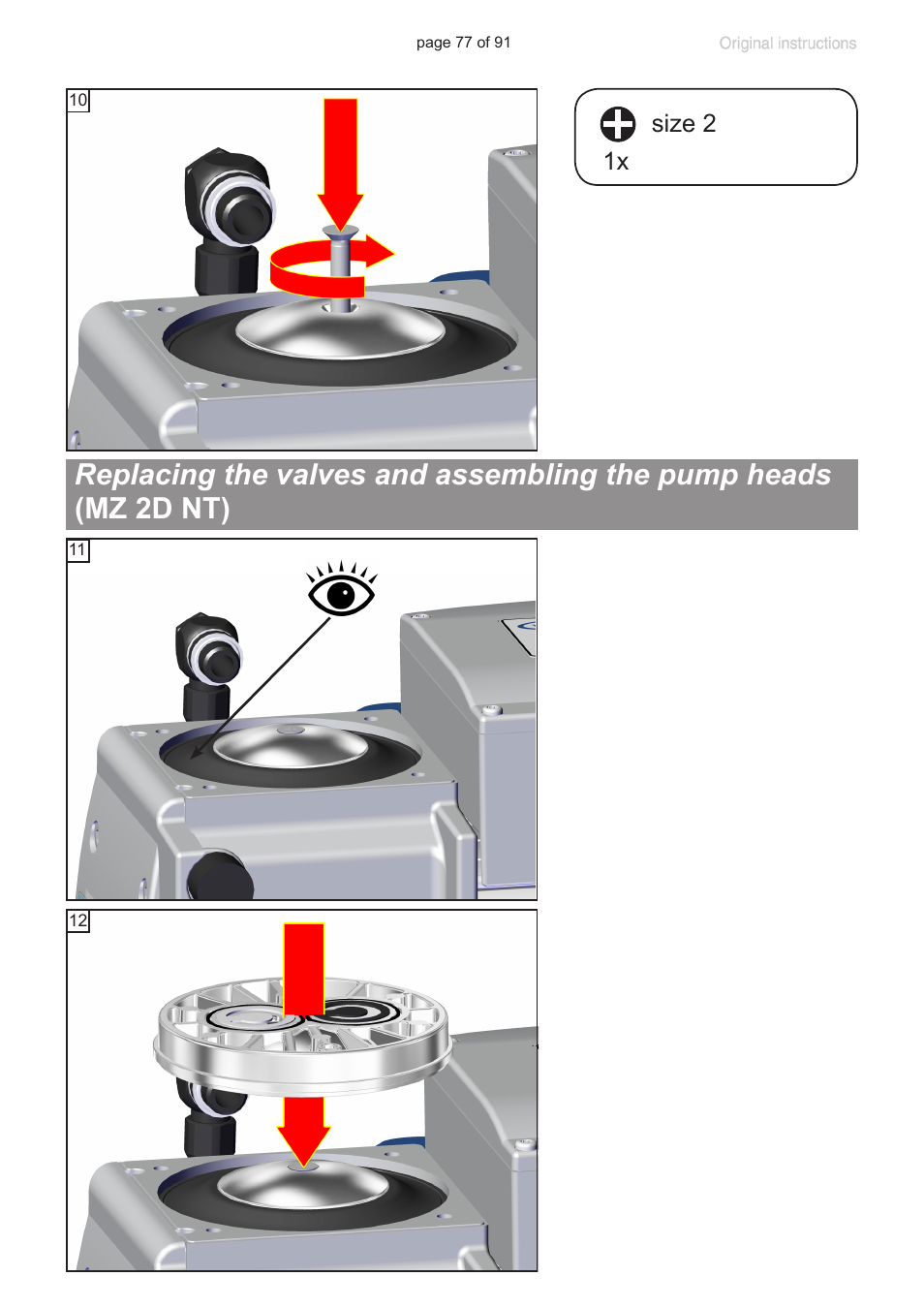 Replacing the valves and assembling the pump heads | VACUUBRAND MZ 2S NT User Manual | Page 77 / 91