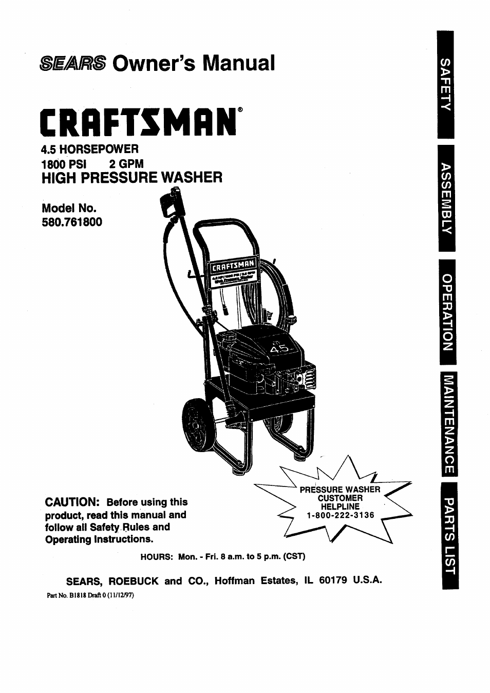 Craftsman 580.761800 User Manual | 28 pages