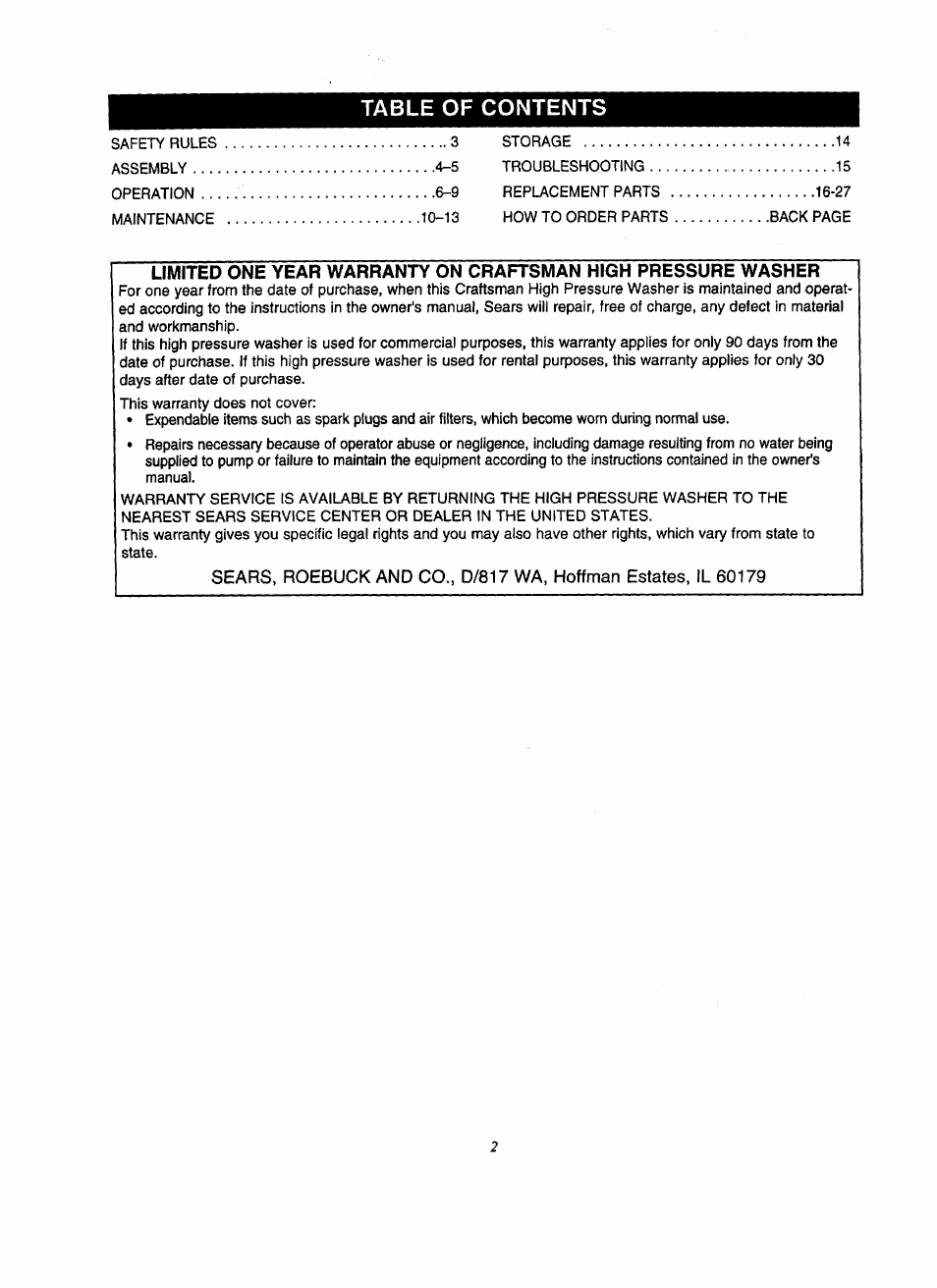 Craftsman 580.761800 User Manual | Page 2 / 28