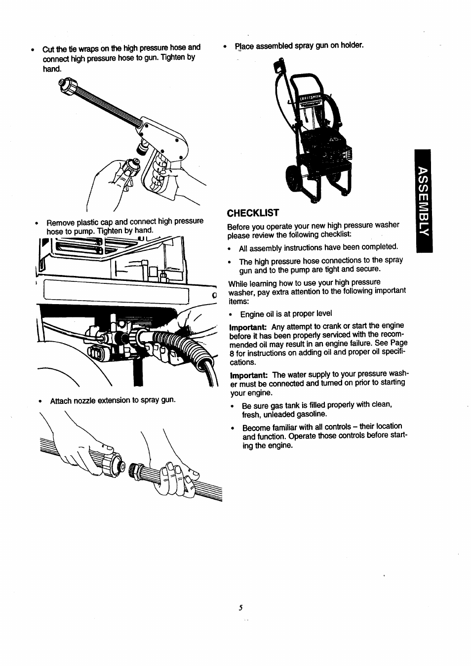 Checklist | Craftsman 580.761800 User Manual | Page 5 / 28