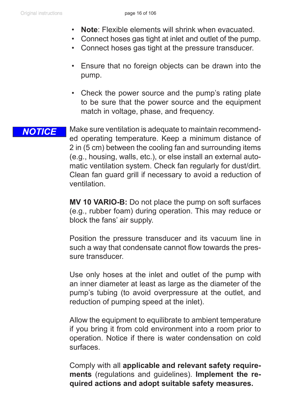 Notice | VACUUBRAND MV 2 NT VARIO User Manual | Page 16 / 106