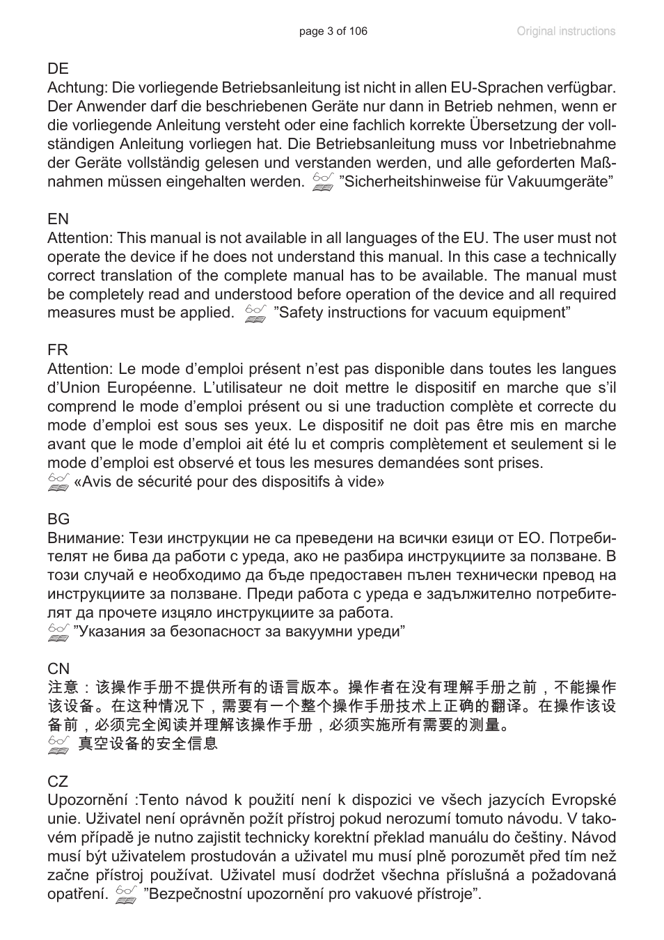 VACUUBRAND MV 2 NT VARIO User Manual | Page 3 / 106