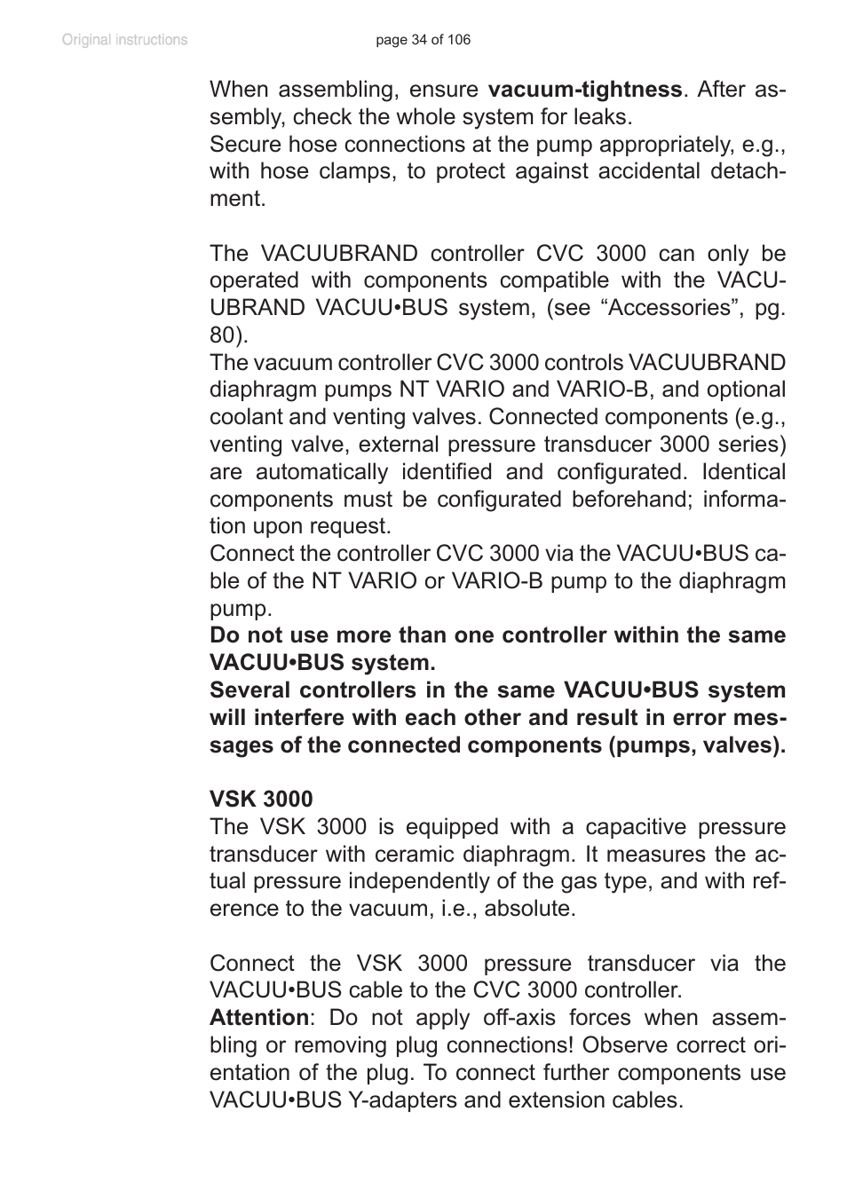 VACUUBRAND MV 2 NT VARIO User Manual | Page 34 / 106