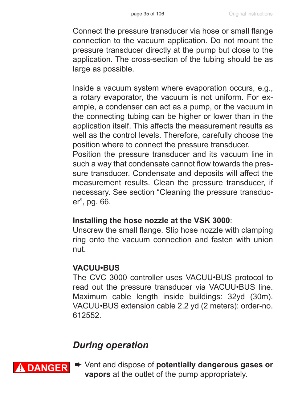 During operation | VACUUBRAND MV 2 NT VARIO User Manual | Page 35 / 106