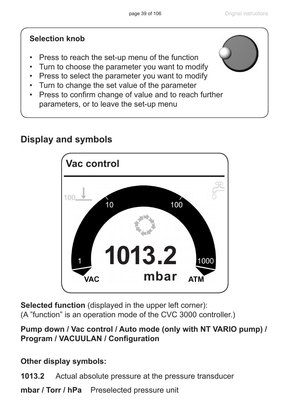 Mbar | VACUUBRAND MV 2 NT VARIO User Manual | Page 39 / 106