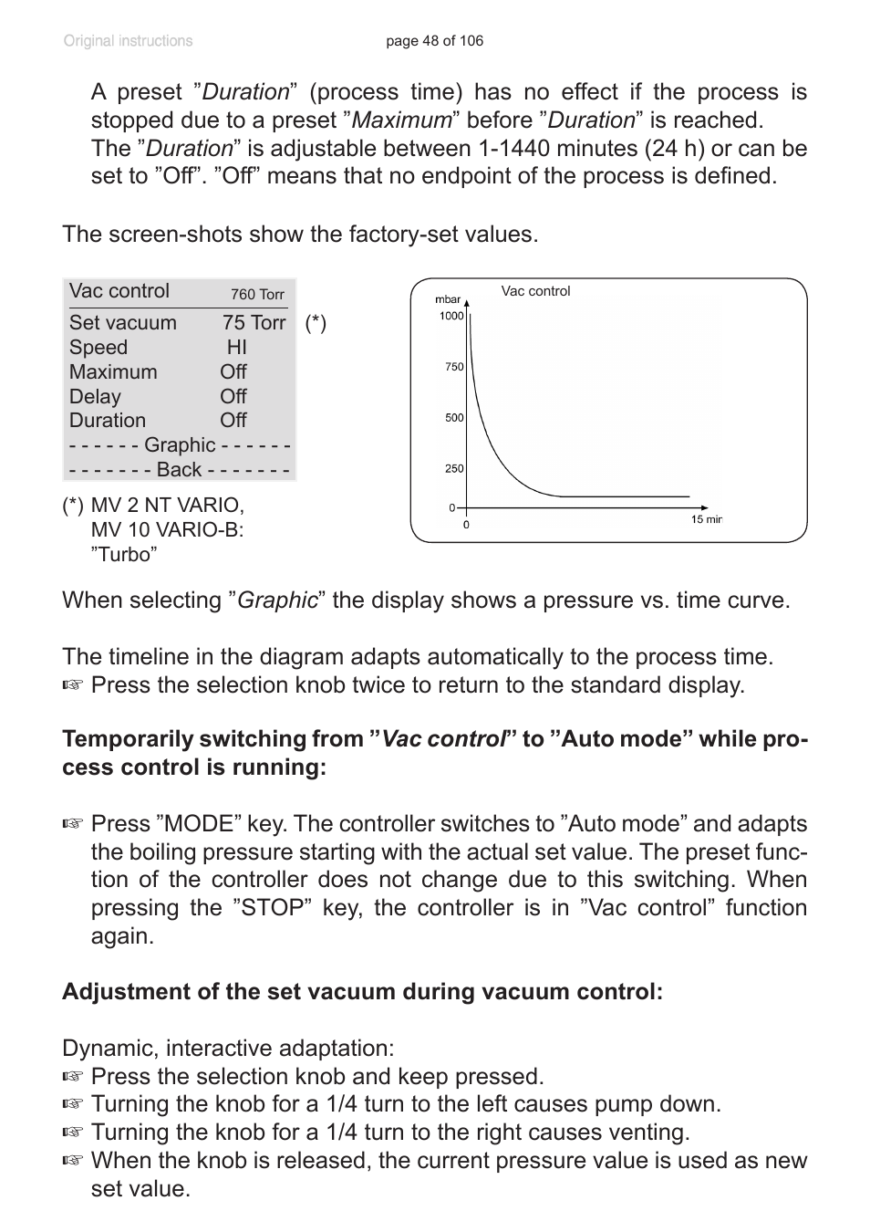 VACUUBRAND MV 2 NT VARIO User Manual | Page 48 / 106
