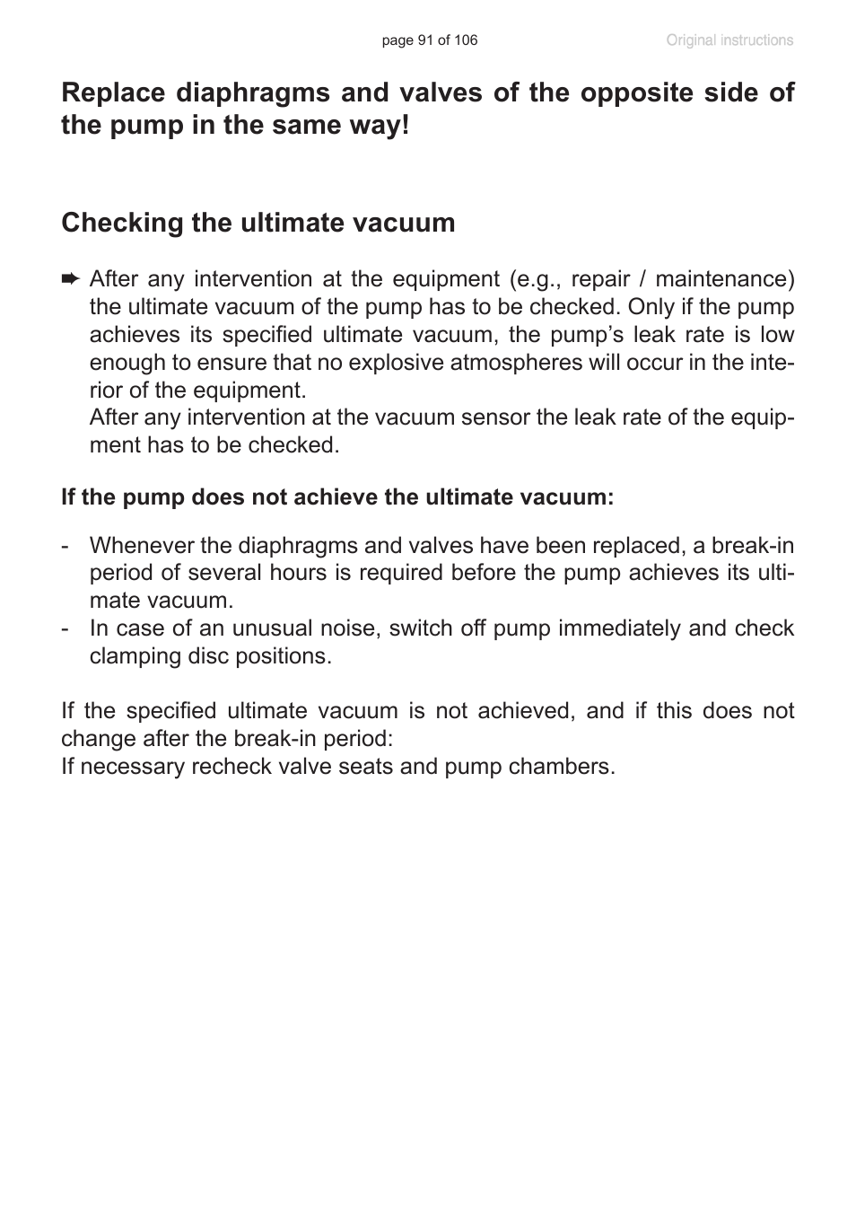 Checking the ultimate vacuum | VACUUBRAND MV 2 NT VARIO User Manual | Page 91 / 106