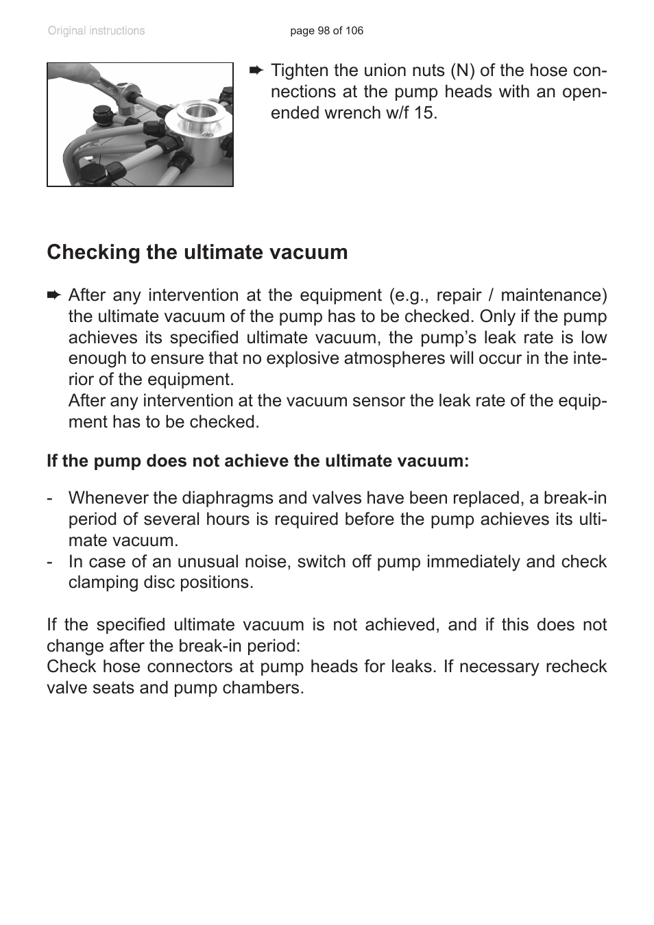 Checking the ultimate vacuum | VACUUBRAND MV 2 NT VARIO User Manual | Page 98 / 106