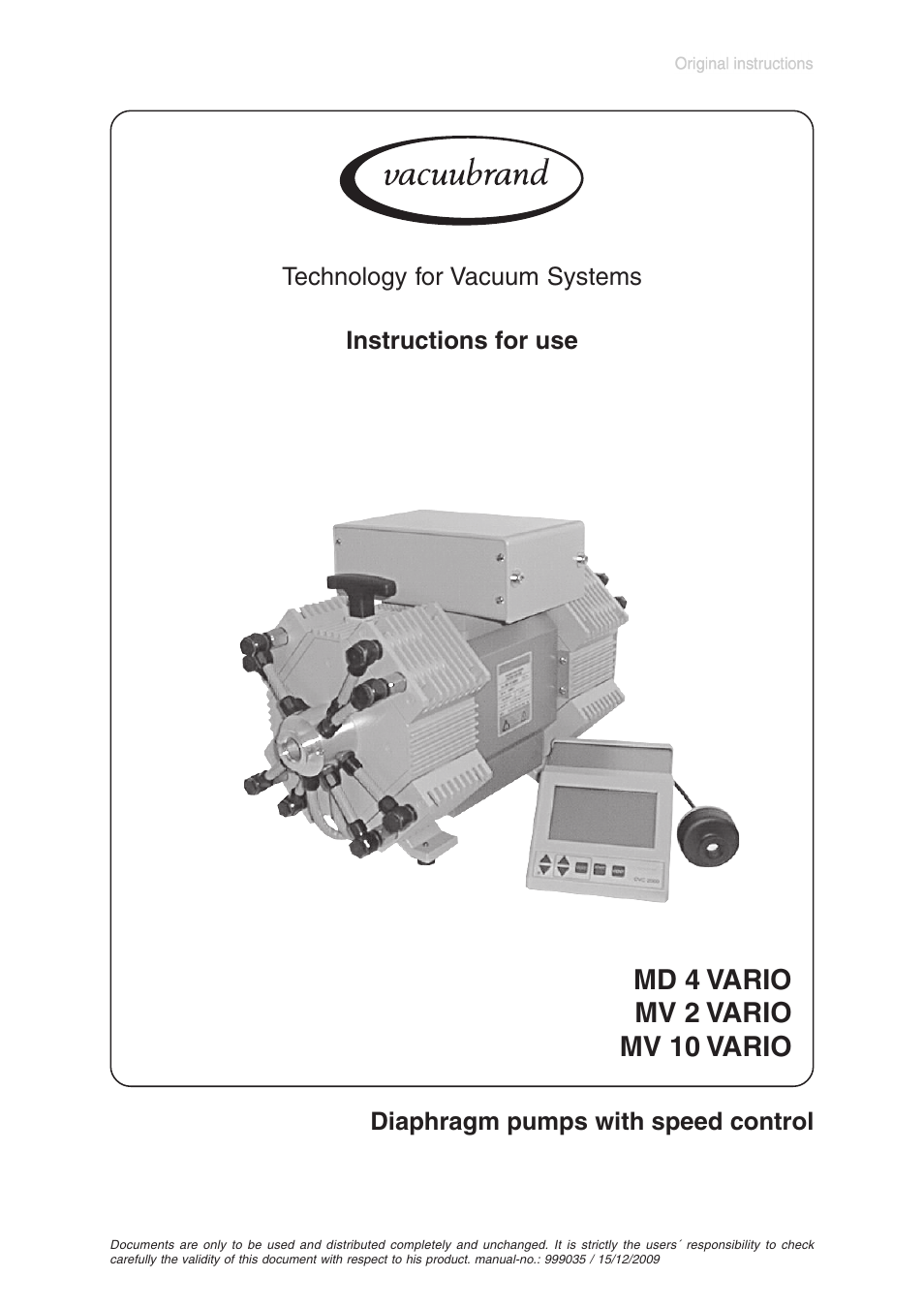 VACUUBRAND MV 2 VARIO User Manual | 41 pages