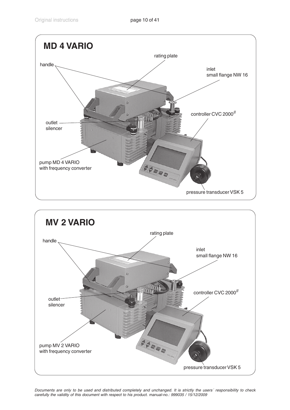 Md 4 vario mv 2 vario | VACUUBRAND MV 2 VARIO User Manual | Page 10 / 41