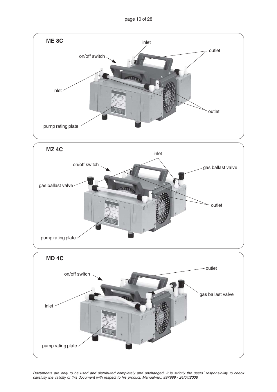 VACUUBRAND MZ 4C User Manual | Page 10 / 28