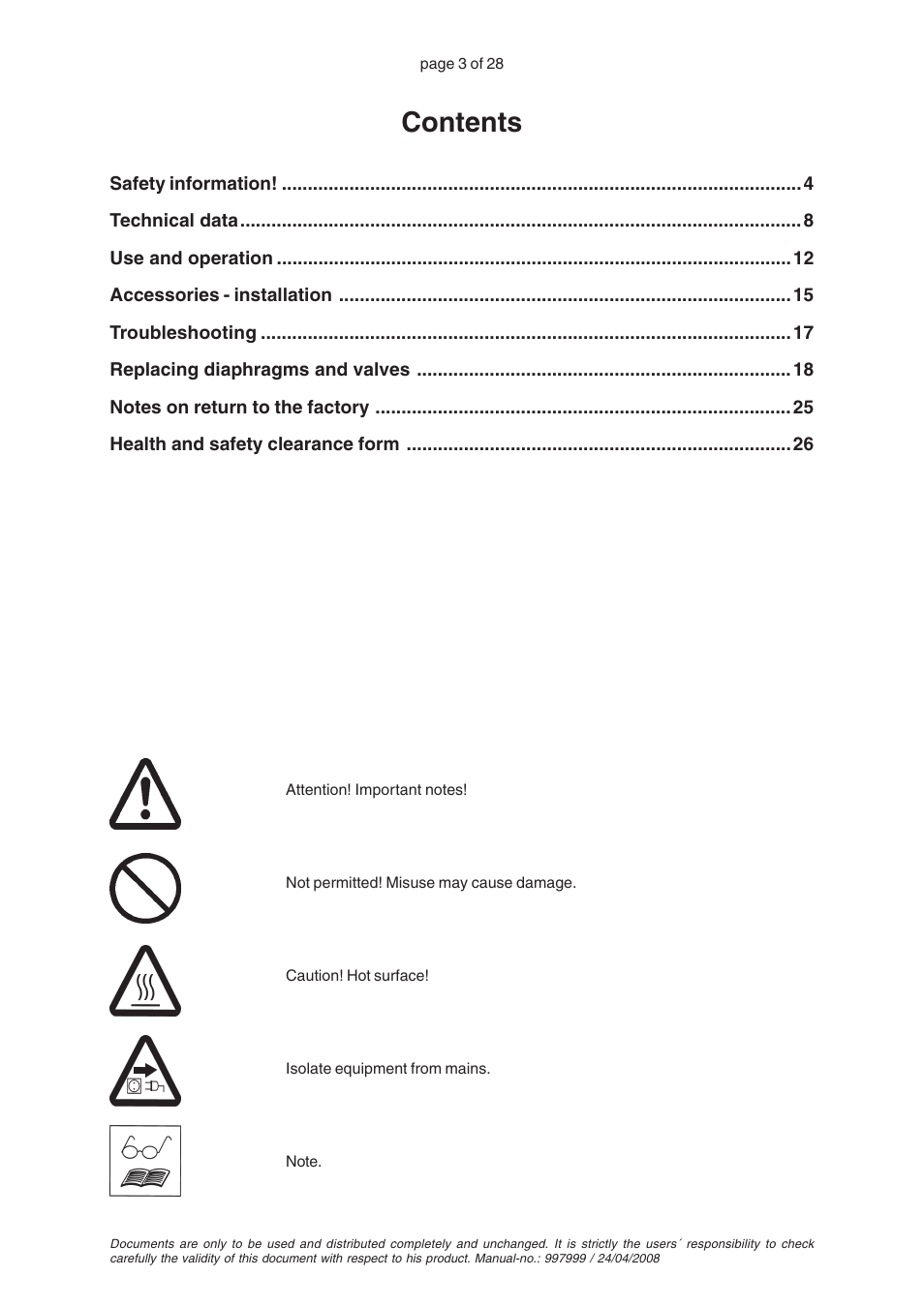 VACUUBRAND MZ 4C User Manual | Page 3 / 28
