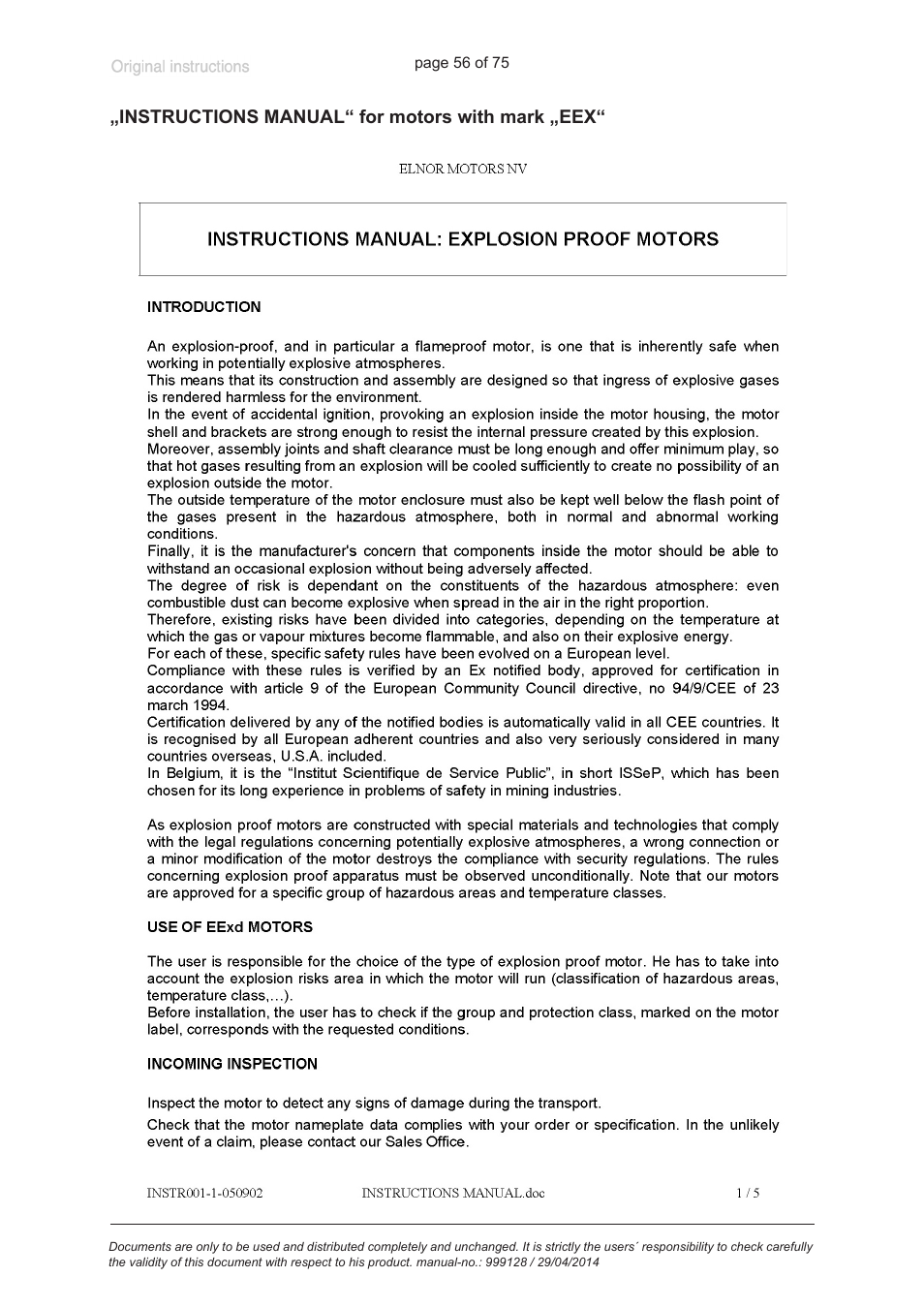 Instructions manual“ for motors with mark „eex | VACUUBRAND MZ 2C EX +IK+EK User Manual | Page 56 / 75