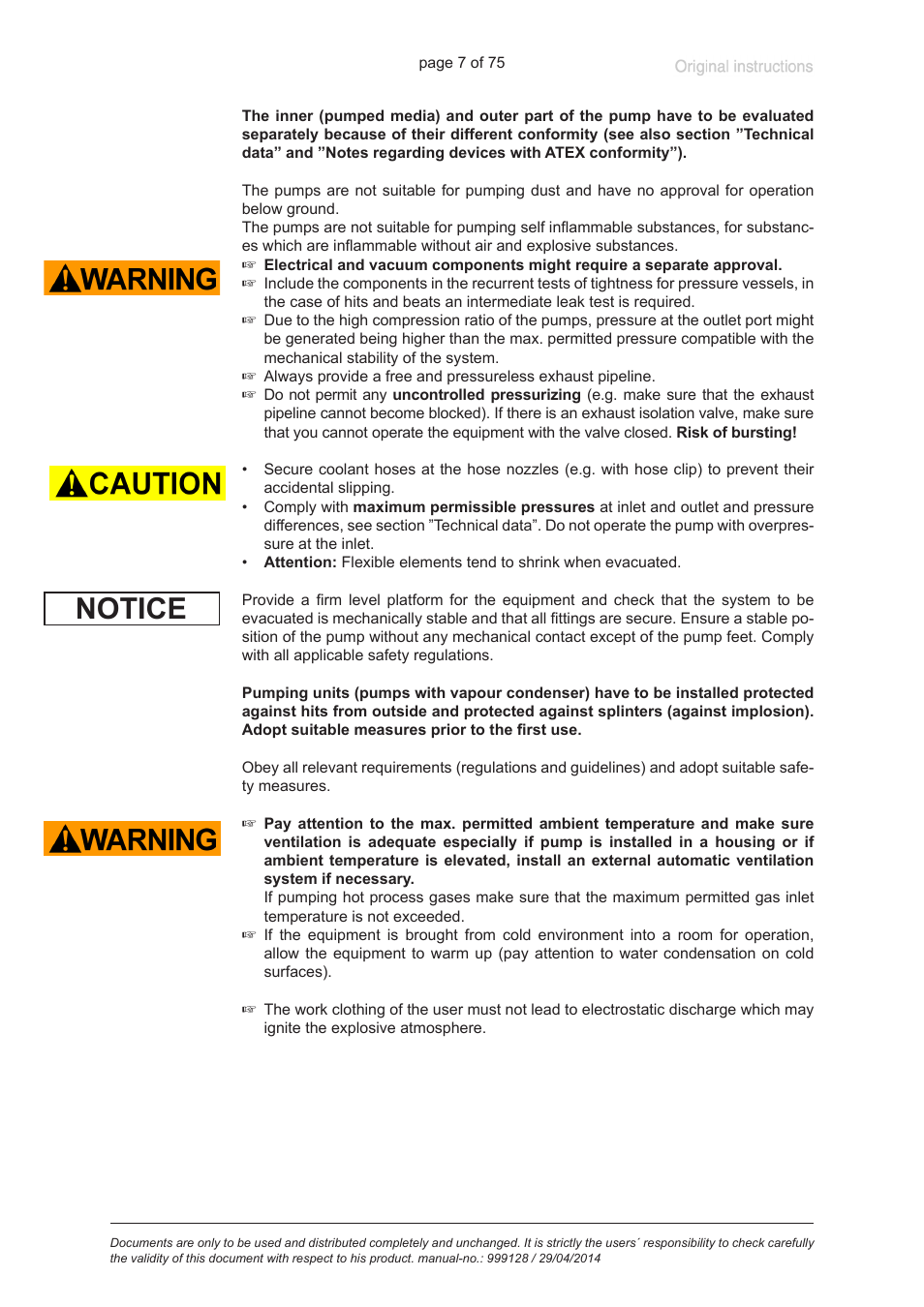 Notice | VACUUBRAND MZ 2C EX +IK+EK User Manual | Page 7 / 75
